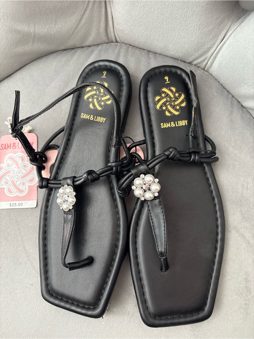 Sam and Libby black sandals size 9 Talia Strappy NWT
